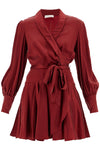 Zimmermann silk wrap mini dress with nine words