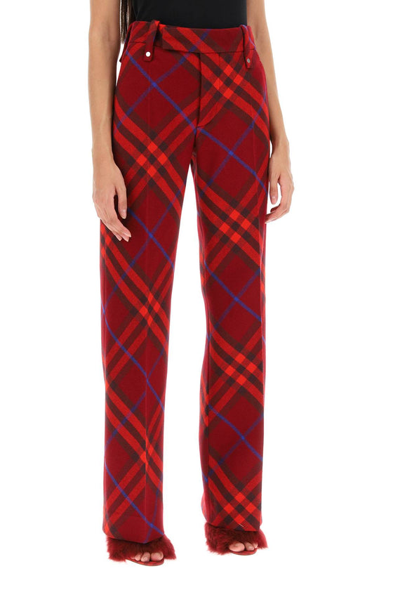 burberry check wool pants