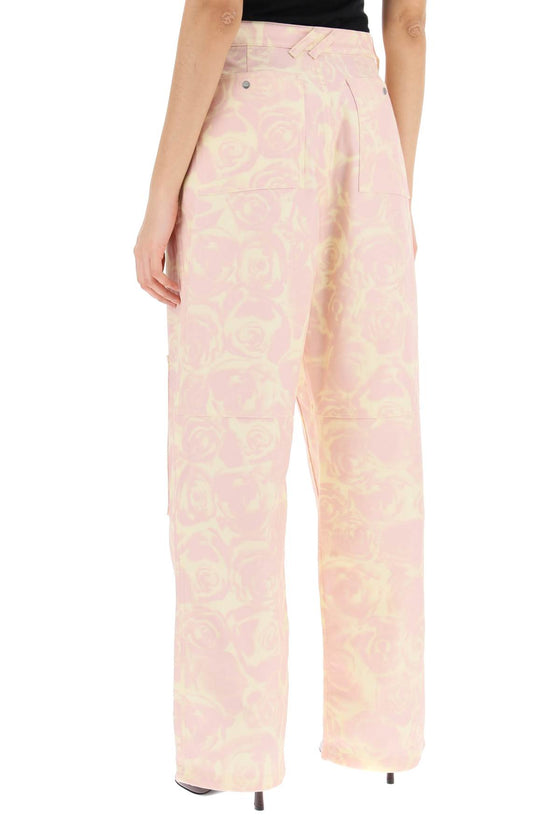 Burberry "rose print canvas workwear pants"