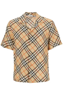  Burberry check silk short sleeve shirt