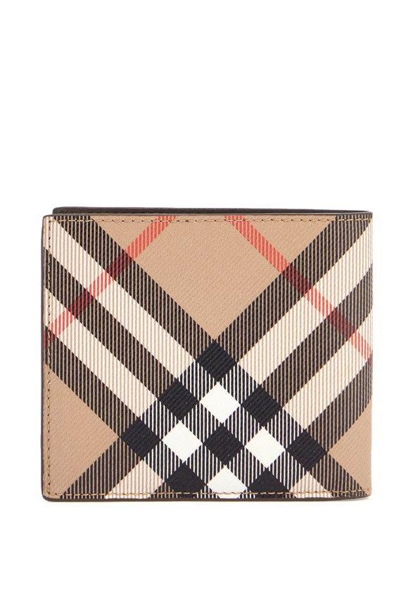 Burberry men's beige black red checkered zip wallet