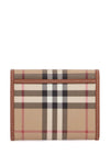 Burberry compact beige tartan wallet in polyurethane with gold buttons