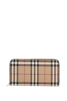  Burberry compact wallet with zip in beige polyurethane tartan pattern