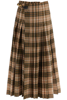  Burberry ered wool blend maxi kilt skirt