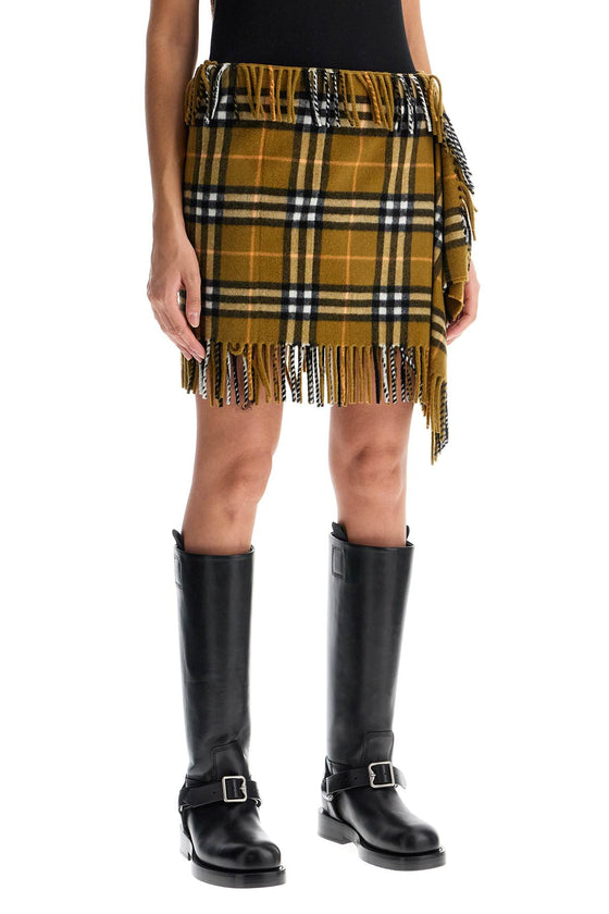 Burberry ered wool and cashmere scarf-style mini skirt