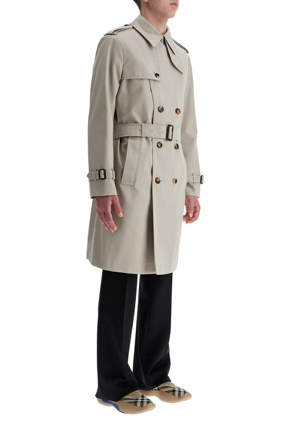 Burberry light beige polyester and cotton trench coat with adjustable belt