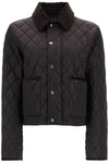 Burberry black quilted nylon cropped jacket with high collar