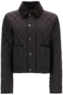  Burberry black quilted nylon cropped jacket with high collar