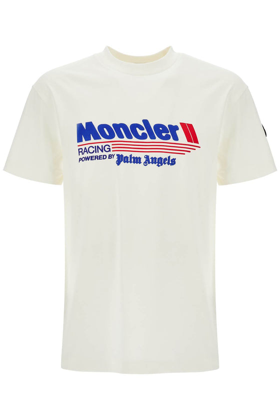 Moncler X Palm Angels white cotton t-shirt with racing logo