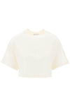 Moncler cropped t-shirt with sequin logo