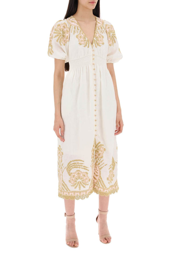 Zimmermann "waverly embroidered linen dress"