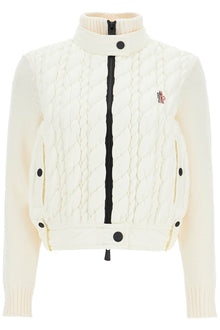  Moncler Grenoble slim fit high neck cardigan in natural virgin wool