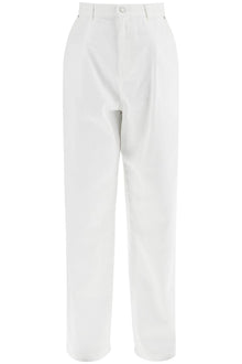  Moschino white cotton wide leg trousers