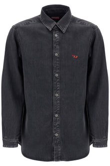  Diesel black denim shirt in cotton and lyocell with a faded effect