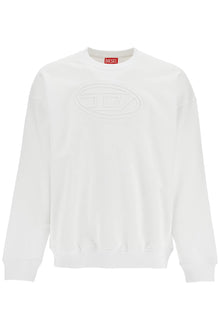  Diesel white cotton sweatshirt with raised logo for men