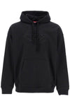 Diesel black cotton hoodie with embossed logo