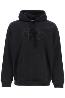  Diesel black cotton hoodie with embossed logo