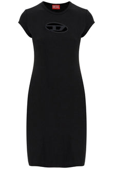  Diesel black cotton dress with central opening above the knee