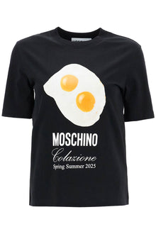  Moschino black cotton t-shirt with fried egg print