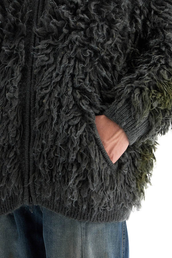 Diesel shaggy knit cardigan with hood