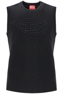  Diesel black cotton tank top with embossed logo