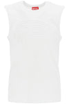 Diesel white cotton tank top with wide neckline