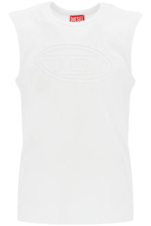  Diesel white cotton tank top with wide neckline