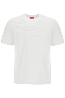  Diesel white cotton t-shirt with embossed logo t-adjust-bigoval