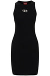 Diesel black ribbed viscose dress with wide neckline