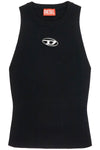 Diesel black sleeveless top in viscose with embroidered logo