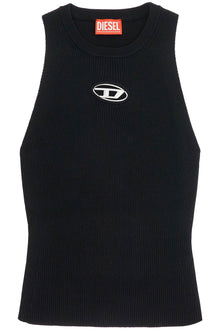  Diesel black sleeveless top in viscose with embroidered logo