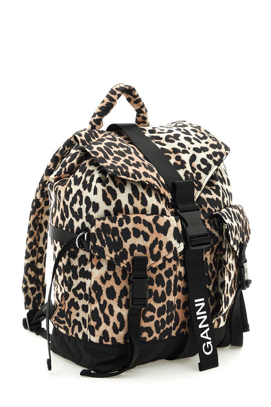 Ganni animal print nylon backpack