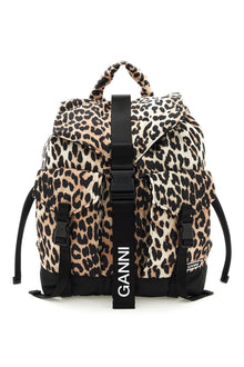  Ganni animal print nylon backpack