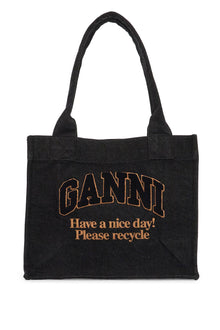  Ganni large denim easy shopper tote