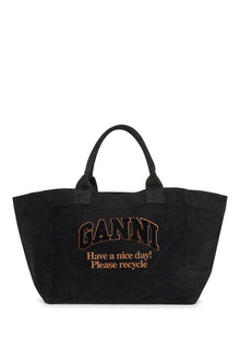  Ganni denim logo tote bag with 9