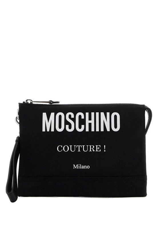 Moschino nylon logo pouch with zip