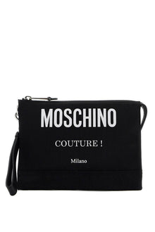  Moschino nylon logo pouch with zip