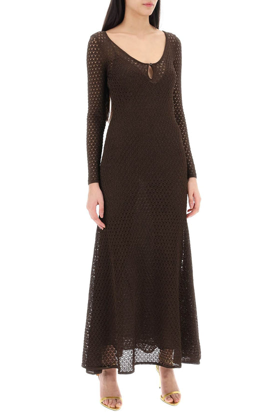 Tom Ford long knitted lurex perforated dress