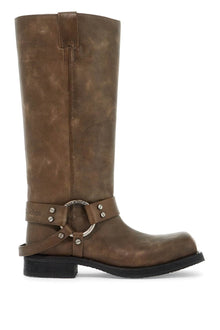  Acne Studios vintage leather biker boots with distressed effect