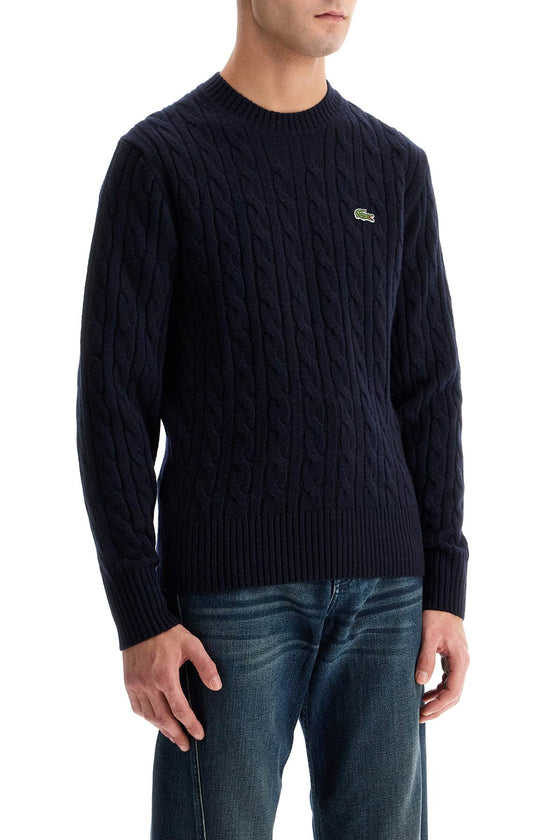 Lacoste classic fit cable knit wool pullover