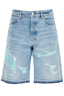  Amiri denim logo varsity bermuda shorts