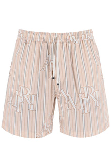  Amiri stripe technical poplin bermuda shorts with logo  "striped