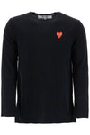 Comme Des Garcons Play black wool sweater with red heart logo and wide neck