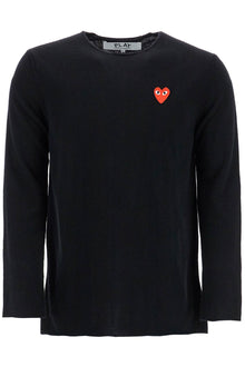  Comme Des Garcons Play black wool sweater with red heart logo and wide neck