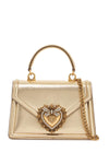 Dolce & Gabbana gold nappa shoulder bag with crystal heart and chain strap