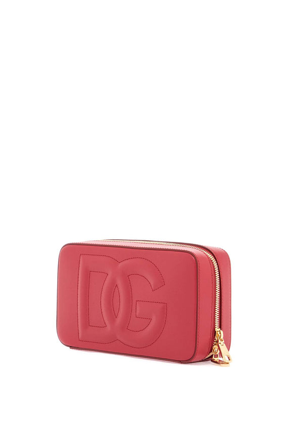 Dolce & Gabbana red calfskin shoulder bag with embossed logo