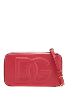  Dolce & Gabbana red calfskin shoulder bag with embossed logo