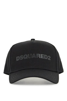  Dsquared2 cappello da baseball nero con logo grigio e visiera curvata