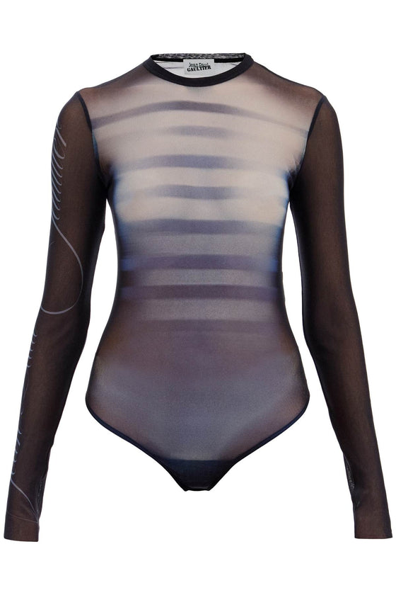 JEAN PAUL GAULTIER printed mesh body suit for