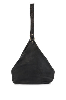  Guidi black horse leather triangular bag with zip closure